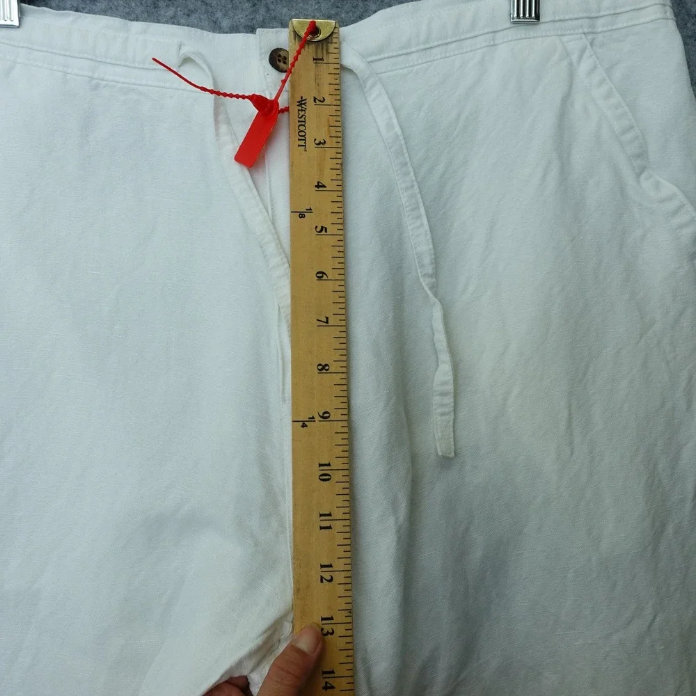Cubavera Linen Pants Mens LARGE White Beach Summer Drawstring Trousers 35x33